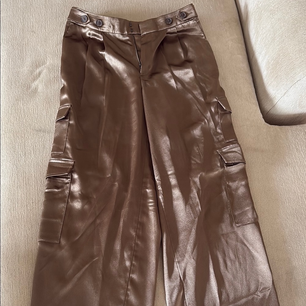 a new day Shiny Brown Cargo Trousers